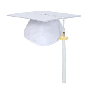 2 FtyFty Unisex Adult Matte Graduation Cap with Tassel Year Charm (White)