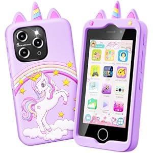 Kids Smart Phone for Girls, 4.0" Touchscreen Learning Music Puzzle-Games Toddler Phone for Kids Ages 3-9, Dual Camera，Built-in 8G SD Card Toy, Birthday Gifts for Kids Cell Phone Toy