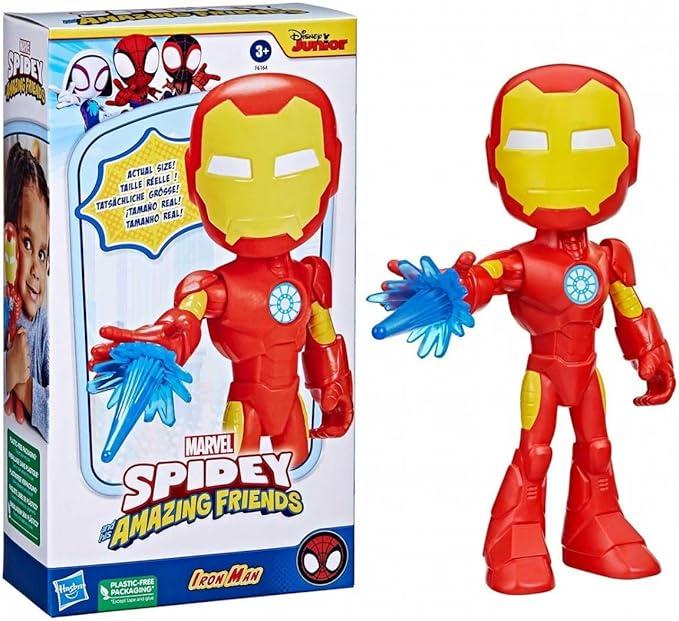 Spidey and his Amazing Friends Supersized Iron Man Action Figure, 9Inch Avengers Action Figures, Marvel Super Hero Preschool Toys for 3+ Years