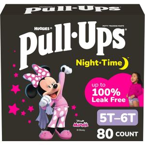 Pull-Ups Girls' Night-Time Potty Training Pants, Size 5T-6T Overnight Training Underwear (46-60 lbs), 80 Ct