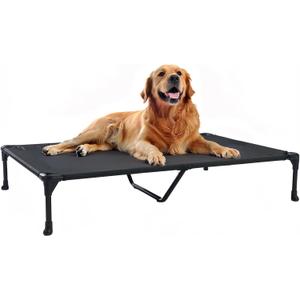 Veehoo Cooling Elevated Dog Bed, Portable Raised Pet Cot with Washable & Breathable Mesh, No-Slip Feet Durable Dog Cots Bed for Indoor & Outdoor Use, X Large, CWC1803-XL (Black)