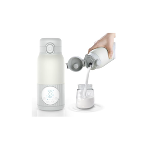 Portable Baby Bottle Warmer for Breast Milk, 100W Fast Heating & Precise Temp Control for Formula, Water, 13.5oz Large Capacity Milk Warmer for Travel, Car, Outdoors (Grey)