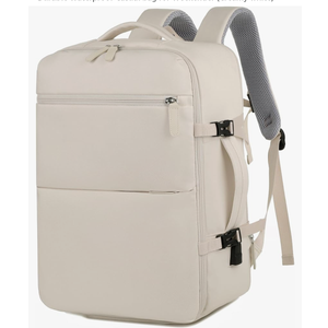 Extra Large Travel Backpack for Woman 40L Expandable Airline Approved Backpacks 17.3" Laptop and USB Charging Port bags Durable Waterproof Casual bag for Weekender (Creamy white)