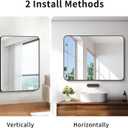 BONEWEI 30x40 inch Bathroom Mirror,Black Rectangle Mirror,Wall Mounted Bathroom Frame Vanity Mirror with Round Corner for Bedroom Living Room, Entryway Hangs Horizontal or Vertical