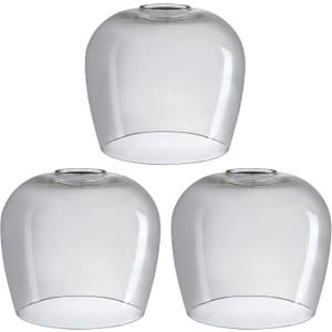 3 Pack 5.44 Inch Clear Grey Glass Lamp Shade Pendant Ceiling Chandelier Wall Sconce Light Replacement Oval Glass Shade Fixture Over Sink Kitchen Island