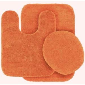 3 pc Solid Orange Bathroom Rug Set Bath Mats Bath Set Super Soft Anti Slip Soft Mats New