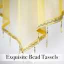 WUBODTI Yellow Sheer Valance Curtains for Living Room Windows, Boho Crystal Beaded Tassel Triangle Kitchen Curtains Lace Swag Curtain Valance for Bedroom Bathroom Door Decor,3PCs, Each W51 x L24