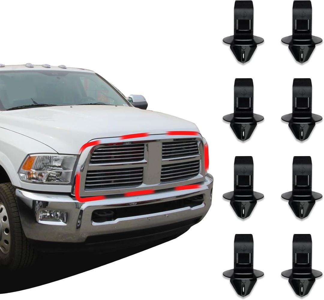 8PCS Grille Moulding Clips Replace 68213168AA Compatible with Ram 2013-2020 1500 2500 3500 4500 5500, Automotive Retainer Clips Car Accessories