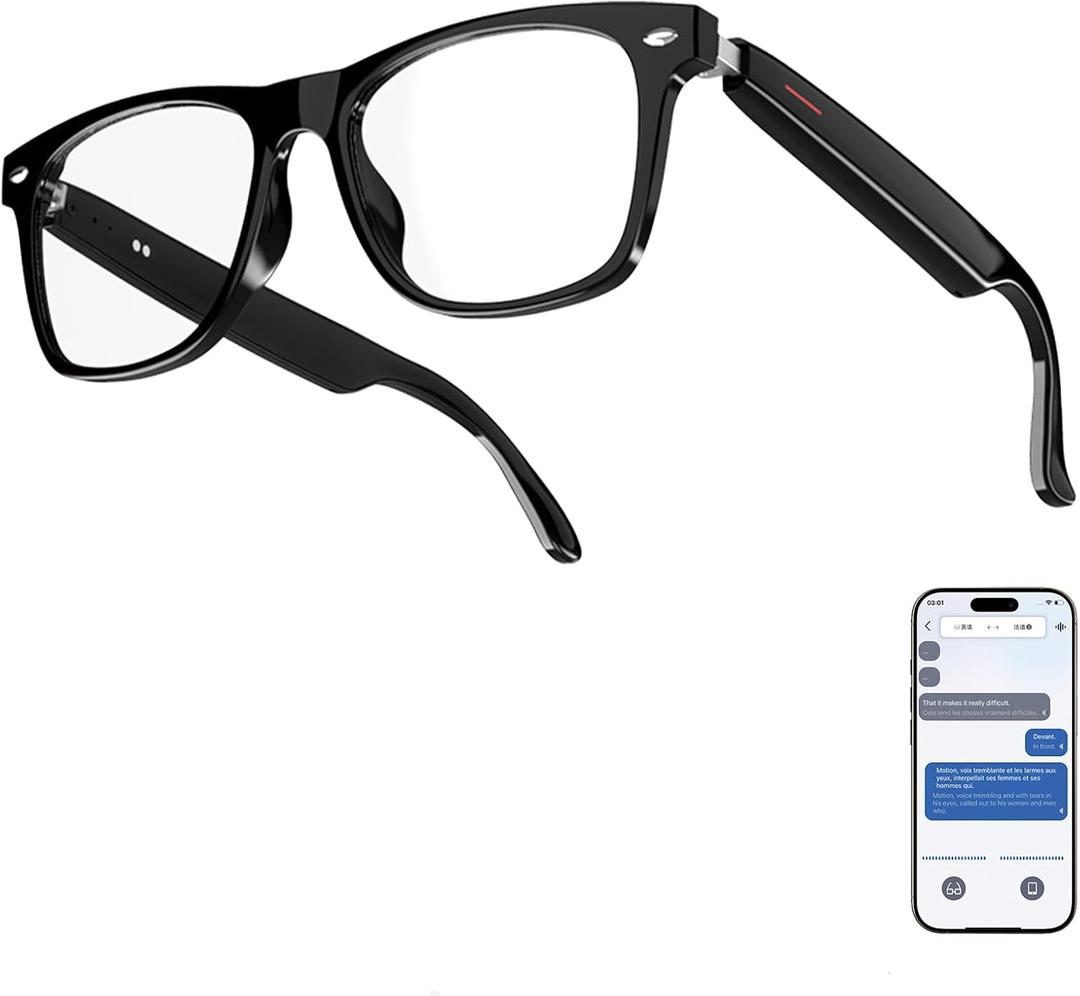 Smart Glasses with AI,Bluetooth glasses for Women and Man,116 Languages & Accents Translator Device,Blue Light Filter & UV Pretection Polarized Lenses