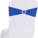 Howhic Pack of 30 Spandex Chair Sashes Bows Stretch Chair Cover Band with Buckle Slider Universal Elastic Chair Ties for Wedding Banquet Party Event Decoration (Royal Blue)