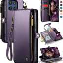 Defencase for Moto G Stylus 5G (2025 & 2026) Case, RFID Blocking Wallet Case for Motorola Moto G Stylus 5G 2026/2025 PU Leather Flip Strap Zipper Card Holder Phone Wallet Cases for Women Men, Purple