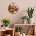 FUGWN Fall Pumpkin Maple Leaf Round Wall Art Decor Framed, Rustic Farmhouse Autumn Harvest Canvas Artwork Prints, Fall Pumpkin Wall Hanging Decorations for Home Bedroom Living Room, 10x10 Inch