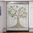 Magnetic Dishwasher Cover Panel, 23x26Inch Tree of Life- Waterproof, Removable Kitchen Decor, Scratch Resistant Appliance Wrap, Easy Install No Tools Needed, Reusable Modern Design for Home Upgrade