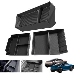 2pack Cybertruck Floor Lower Center Console Organizer Tray&Screen Dash Organizer Set of 2 for 2024 Tesla Cybertruck Lower Center Console Tray Split Type Storage Box