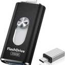 MFi Certified 256GB USB Flash Drives - 4 in 1 USB C Flash Drive, High Speed USB Stick External Storage for iPhone/iPad/Android/PC/More Devices for Photos Transfer and Data Storage (Black)
