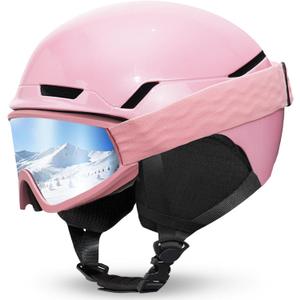 Ski Helmet with Goggles Set,DXH-816 Snowboard Helmet for Adults-with 6 Vents, PC Shell and EPS Foam, Snow Helmets for Men Women Youth (Large)