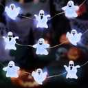 Aogist 50LED Halloween Day Fairy Lights - 16ft Super Bright 3D Cute Ghost String Lights Battery Operated Decor for Indoor/Outdoor Party Home Bedroom Yard Windows Doors Winter Decor