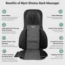 Mynt FSA Eligible HSA Approved Shiatsu Neck and Back Massager for Chair with 10 Deep Kneading Nodes, 2D & 3D Back Massage with Heat, Portable Spot Massage Chair Pad (Black)