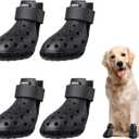 Dog Shoes for Hot Pavement Non-Slip Waterproof Dog Shoes for Medium Dogs Large Size Dogs Easy ON & Off Adjustable Easy-Clean for Beach Outdoor Black Size L: (2.95x2.2-2.55)(L*W)