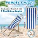 AceOrbit 1 Pcs Folding Sling Beach Chair, Adjustable,Blue Stripes, 17.87 x 35.51 x 32.91 inches