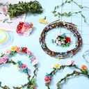Zeyune 20 Sets Spring Tea Party Favor Flower Crowns Making Kit, Make Your Own Flower Crown Wreath Garland Headbands Craft Kit Handmade DIY Fairy Floral Hair Accessories Gift for Women