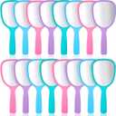 Hicarer 16 Pcs Hand Handheld Mirror with Handle Standard 1x Magnification Plastic Travel Makeup Handheld Cosmetic Mirror for Travel, 3.15 Inch Wide, 7.09 Inch Long (Blue,Green,Pink,Purple)