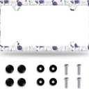 White Purple Tulips Flower License Plate Frame Beautiful Floral License Plate Frames Stainless Steel Accessories Cars Decor with 4 Holes and Screws Fits Standard US CA Vehicles Size 12.2 x 6 Inches