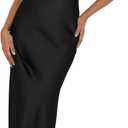 Memoriesea Women's Sexy Sleeveless Cowl Neck Flowy A Line Party Cocktail Midi Dress (Black, XL)