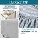 HFCNMY Stretch Square Ottoman Cover - Knitted Jacquard Ottoman Slipcover with Elastic Bottom - Light Gray X-Large