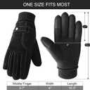 Winter Gloves for Men, Leather Gloves Mens Thermal GloveTouch Screen Resistant Windproof for Running Cycling Driving (Black)