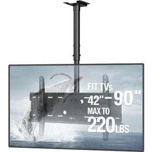 WALI Ceiling TV Mount for 42-90 inch, Hanging Adjustable TV Ceiling Mount Bracket Fits Most LED, LCD, OLED 4K TVs, Holds up to 220lbs, Max Mounting Holes 800x400mm (CM4290), Black WALI Ceiling TV Mount for 42-90 inch, Hanging Adjustable TV Ceiling Mount Bracket Fits Most LED, LCD, OLED 4K TVs, Holds up to 220lbs, Max Mounting Holes 800x400mm (CM4290), Black