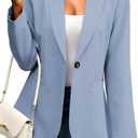 ELLEVEN Women's Blazer Business Casual Lightweight Suit - Long Sleeve Slim Fit Work Office Jacket with Pockets (Blue, S)