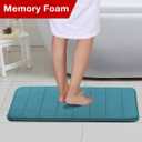 Flamingo P Memory Foam Shower Bath Mat, Fast Drying Soft Non Slip Absorbent Bathroom Shower Rugs, 20x32 Inches, Dark Teal