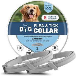 Flea & Tick Collar for Dogs,Natural Dog Flea Collars,Adjustable Tick Collar for Dog,Lasts Up to 8 Months,Safe for Pets & Families,Easy to Use - 2P (2 Ounce ( Pack of 2))