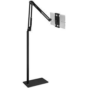 Tablet Floor Stand with 5LB Metal Base, Overhead Bed Phone Stand Angle Height Adjustable Holder, Universal Floor Stand Compatible with iPhone iPad Pro Air Mini, Samsung Tab, Kindle, E-Readers…
