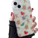 ZTOFERA Christmas Phone Case for iPhone 15 6.1 inch,Clear Cute Merry Christmas Pattern Phone Case Gifts Transparent Silicone Hard PC +TPU Bumper Shockproof Protective Cover-Gingerbread Man