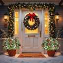 21.65" Pre-lit Christmas Urn Filler with Tripod Stake Set of 2, Lighted Artificial Christmas Tree Outdoor Front Porch Planter Filler Flocked Pine Trees Holiday Home Decor, Battery Powered