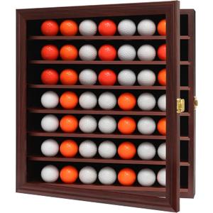 49 Golf Ball Display Case Cabinet Wall,Golf Ball Display Rack ,Golf Gift for Golf Enthusiast Collectibles with UV Protection Acrylic Door(Mahogany)