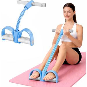 8-Tube Pedal Resistance Band with Handles, Multifunction Foot Pedal Tension Rope Fitness Equipment, Natural Rubber Exercise Puller for Abs, Arms, Waist & Leg Training