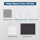 Happizza 100 Sets 50mm/1.97 inch Fridge Magnet Button Maker Supplies for Square-Shaped Button Maker Machine 50mm, Includes Metal Cover, Plastic Back Cover, Soft Magnet, Clear Film&Blank Paper