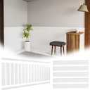 CroBlissful 25.8 sq. ft. Pre-Cut DIY Wainscoting Panels Kit for Bathroom 3D Wall Accents 16 Pack 6''x 39.3'' WPC Beadboard with 3 Pack 31.5'' Baseboard and Waistline Board Oak Textured Wall Decor