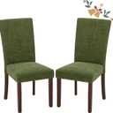Parsons Dining Chairs Set of 2, Upholstered Nailhead Dining Room Kitchen Side Chair with Thick Cushions and Wood Legs, Green