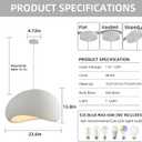 Wabi Sabi Pendant Light Oval, 23.6in Japanese Ceiling Fixture for Dining Room Kitchen Island Hallway Bedroom Restaurant, Adjustable Modern Japandi Hanging Lamp, E26 Base (60cm/23.6in)