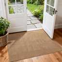 Softlife Faux Jute Washable Area Rug for Front Door Entryway, 3x5 Indoor Non Slip Small Mat for Kictchen Entry Bathroom, Small Solid Boho Natural Rugs for Inside Entrance Hallway, Brown