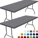 Moosfor Spandex 6 Foot Rectangle Table Cloth 2 Pack, Elastic Fitted Tablecloths for Picnic, Stretch Washable Patio Table Cover for Outdoor, Camping, Banquet and Parties (Grey, 30"x72")