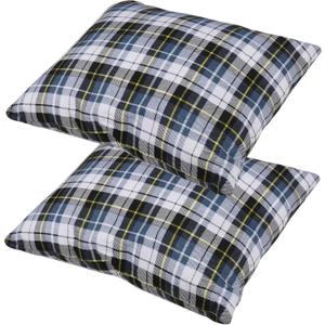 REDCAMP Small Camping Pillow Lightweight and Compressible, 2PCS Flannel Travel Pillow with Removable Pillow Cover (Thicker Blue and Grey 2 Pack)