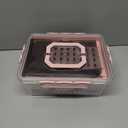 Bread Box with Slicer & Ice Chilled Condiment Caddy, Portable Airtight Bread Storage Container with Lid Handle for Kitchen Counter, Bread Keeper for Homemade Bread,Toast, Bagel, Cookies, Pink