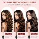 ABNER Rotating Curling Iron Set, Automatic Curling Wand for Long Hair, Easy to Use Hair Curler Get Effortless Beach Waves, 3 Sizes Ceramic Barrel 0.75" 1" 1.25" to 430F with Home Button, Dual Voltage
