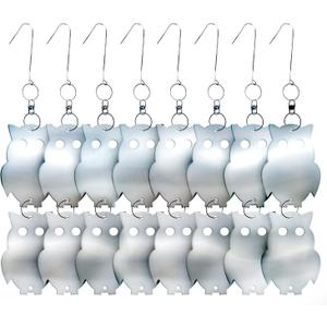 De-Bird Reflective Owls Decoys - 8-Pack, Silver Acrylic, Garden Style - Hanging Owls for Outside & Shiny Objects to Scare Birds - Outdoor Bird Deterrent for Patio & Porch
