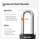 2.76 in Long Shackle Combination Lock | 4-Digit Padlock for Gym Locker, Cabinets, Toolboxes, Gates, Fences, Sheds | 1-Pack, Black/Silver